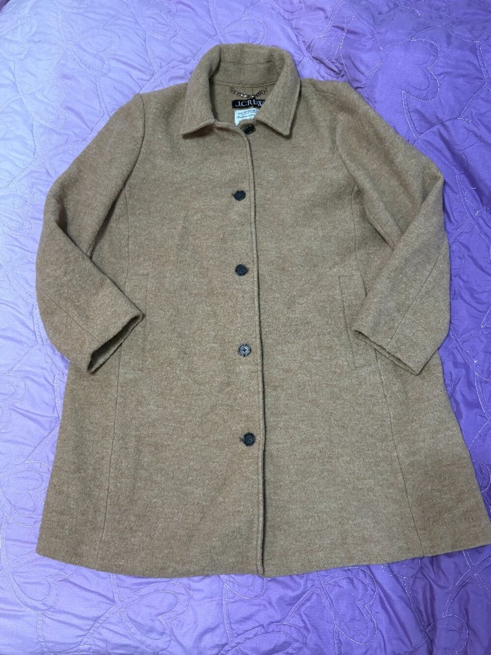 J.Crew Italian Boiled Wool Camel Coat Size 20
